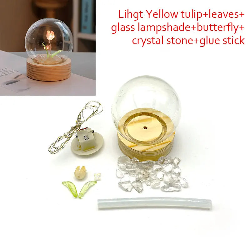 Mini Tulip Night Light Handmade DIY Materials Cute Home Decoration Ornament Birthday Gift For Girl Family Friend Child Christmas