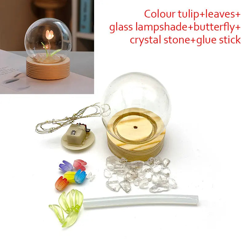 Mini Tulip Night Light Handmade DIY Materials Cute Home Decoration Ornament Birthday Gift For Girl Family Friend Child Christmas