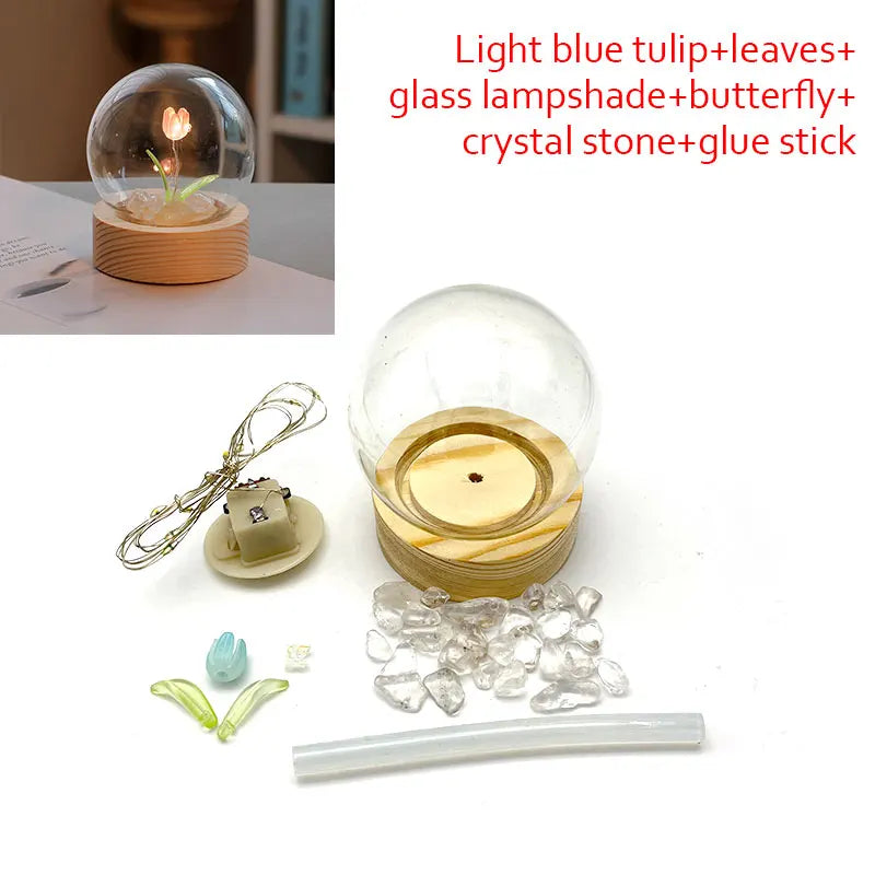 Mini Tulip Night Light Handmade DIY Materials Cute Home Decoration Ornament Birthday Gift For Girl Family Friend Child Christmas